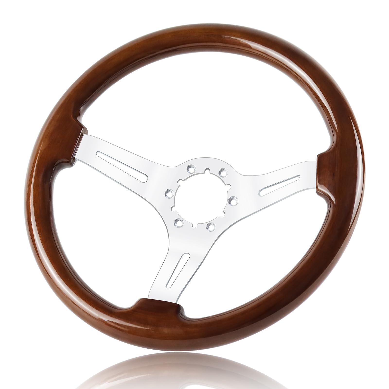 Amazon.com: QYMOPAY 14-inch wooden steering wheel, six hole bolt
